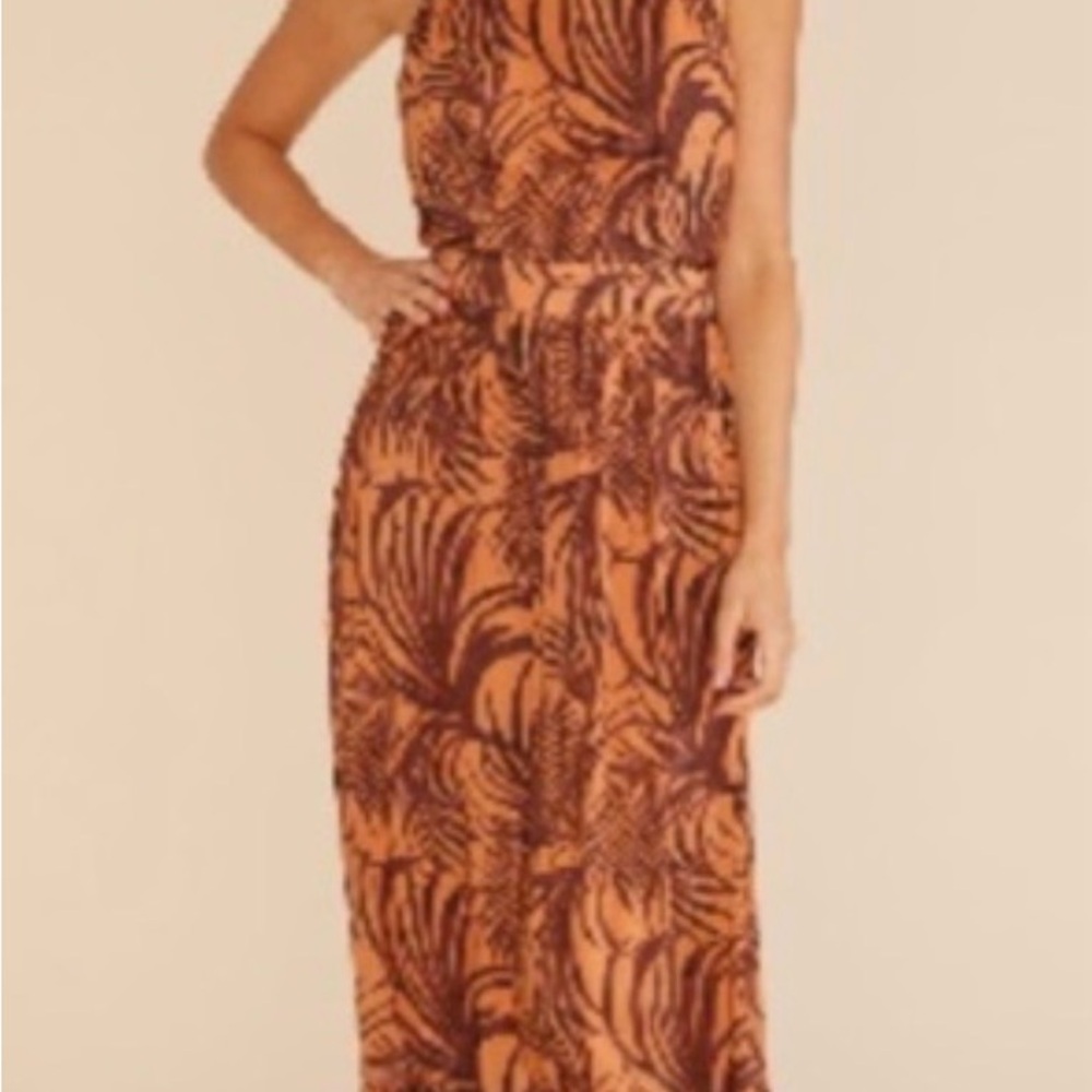 MINKPINK Maxi adjustable halter open back dress pockets summer small nwt